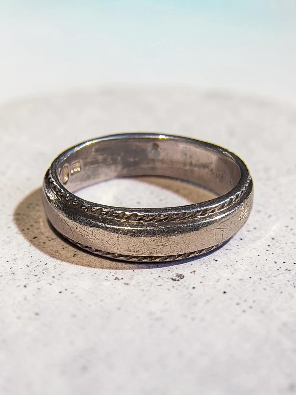 Sterling Silver Braided Edge Wedding Or Stackable Band Ring